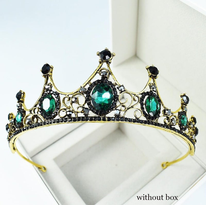 TOCESS Green Crown Tiara for Women, Vintage Princess Crown Queen Tiara with halo Crystal Emerald Rhinestone for Girls Bridal, Wedding, Pageant, Halloween, Prom Birthday Festival Party - Image 4